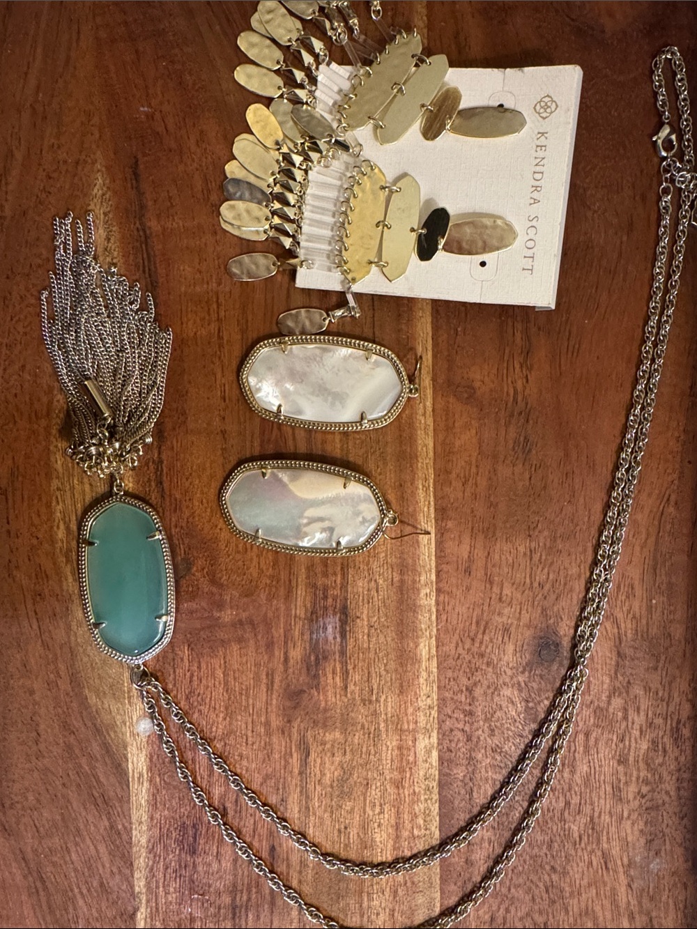 Kendra Scott Gold Necklace with Aqua Stone and Tassel